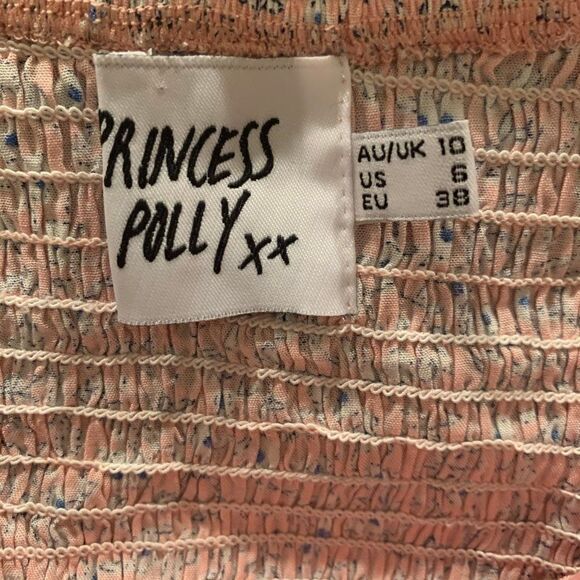 Princess Polly Light Pink Long Bell Sleeve Smocked Crop Top - Picture 6 of 9